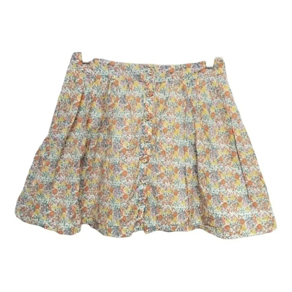 𝅺Free People Cottage Core Floral Button  Front Skirt Mini 4 - Picture 1 of 11